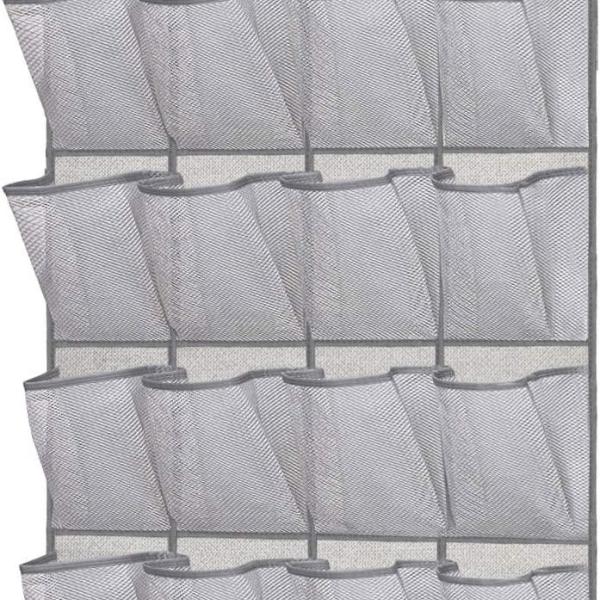 Over The Door 24 Pocket Mesh Shoe Organizer Light Gray